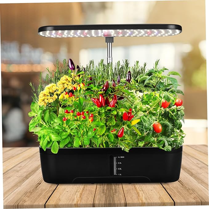 VANZACK 1Set Hydroponics Growing System Indoor Garden Kit with Intelligent Control Multi Porous Design Space Saving for Home Use Includes Supplementary Light for Healthy Plant Growth