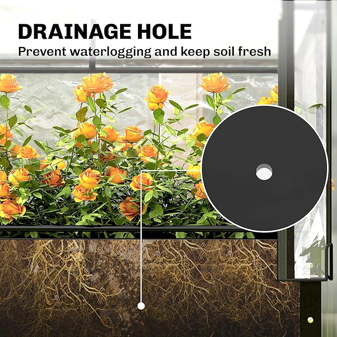 Outsunny Raised Garden Bed with Flip-Up Greenhouse Cover Metal Elevated Garden Bed with Legs and Drainage Hole Outdoor Raised Planter Box for Vegetables Herbs Flowers 39.4 x 18.9 x 52.8 Black