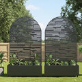 Casaphoria 72x47 Metal Raised Garden Bed with Trellis(2 Pack) Outdoor Planter Box with Wheels &amp Drainage Holes for Climbing Plants Flowers Elevated Garden Kit with Privacy Screen Black-Shine