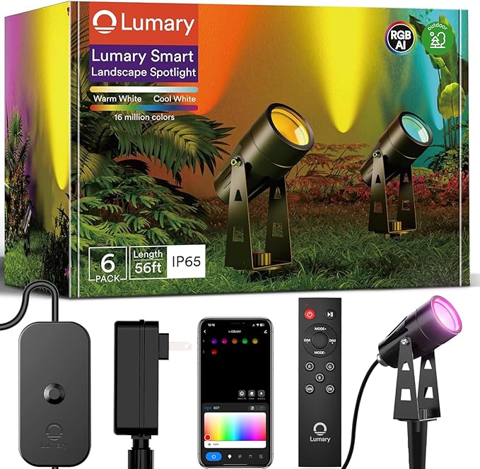 Lumary 56Ft Smart Landscape Lights Waterproof 6 Pack Low Voltage Smart WiFi Bathroom Exhaust Fan with Light