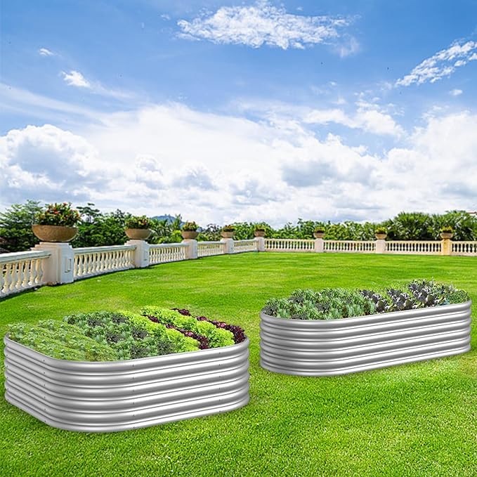 FRIZIONE 2-Pack 5FT(L)×2FT(W)×2FT(H) Raised Garden Bed Outdoor Adjustable Raised Garden Beds for Flower Raised Planter Box Outdoor for Herb Vegetable