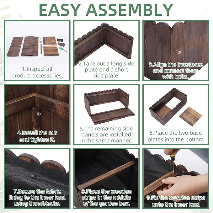 32 x 16 x 12 Outdoor Wooden Garden Bed Wooden Planter Box Garden Planters Boxes for Vegetables/Garden/Lawn/PatioAcorn Brown