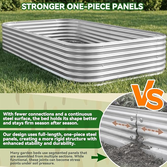 4 Pack Corrugated Galvanized Steel Raised Garden Bed Outdoor Metal Above Ground Garden Bed for Vegetables and Flowers Raised Beds for Gardening-4x2FT