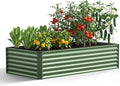 Galvanized Raised Garden Bed Outdoor 8x4x2ft Large Raised Bed for Gardening Metal Planter Box for Vegetables Fruits Flowers and Herb Easy Assembly Food Grade Materials Green