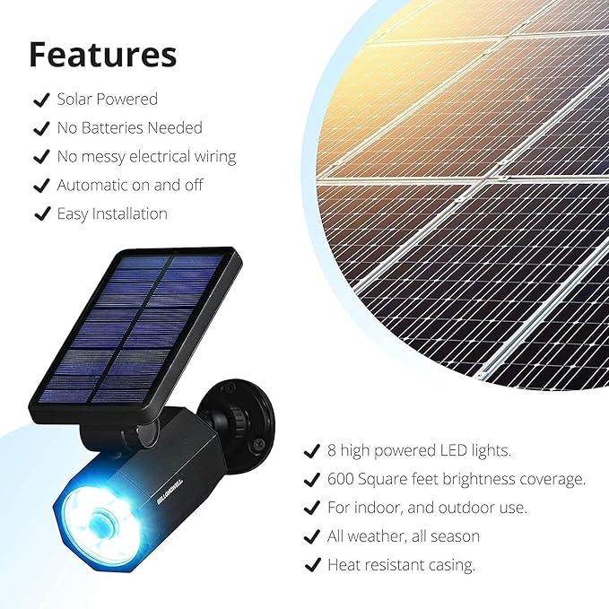 Bell+Howell Bionic Spotlight Deluxe Solar Lights Outdoor Motion Sensor 50% Brighter 8 LED Bulbs LED Lights Waterproof Landscape Spotlights Patio Yard Garden Outdoor Lighting As Seen On TV Set of 5