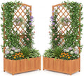 S AFSTAR 2 Pieces Wooden Raised Garden Bed with Trellis 63 Tall Planter Box with Drainage for Vines Climbing Plants Flowers Herbs Elevated Gardening Planter for Backyard Balcony &amp Patio