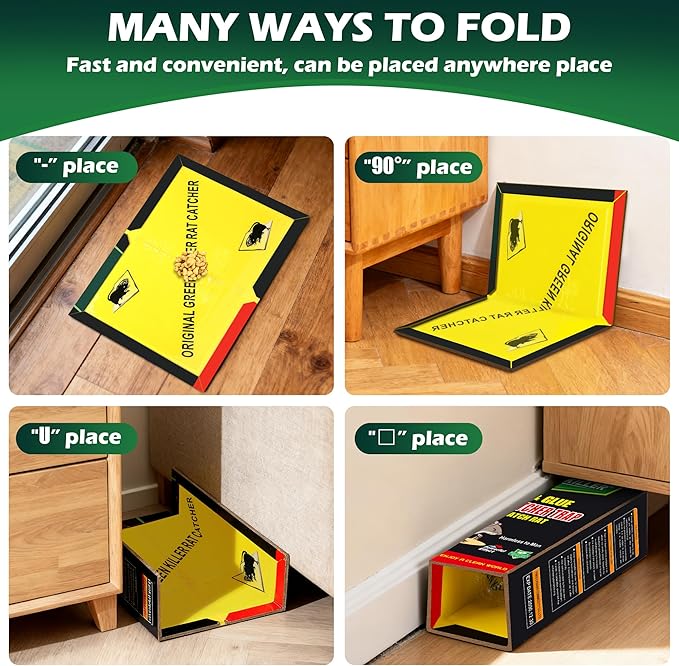12 Pack Sticky Mouse Traps Sticky Traps for Rats Mice Rodents Snakes No Touch Indoor Mouse Traps for Home Kitchen Garage Attic Basements Easy to Set Black
