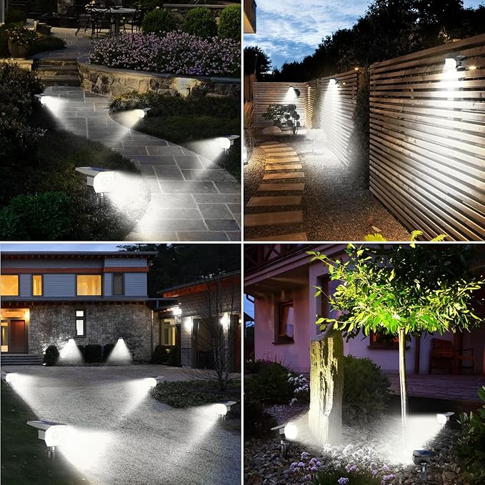 Peasur 4 Pack Solar Spot Lights - Outdoor Waterproof 2-in-1 Auto On/Off Solar Landscape Lighting for Outside Yard Wall Garden Pathway