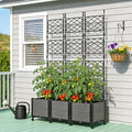 Raised Garden Bed Planter Box with Trellis 63''H Tomato Planters for Climbing Plants Vegetable Vine Flowers Outdoor Patio Tomato Cage Self Watering Planter with Wheels
