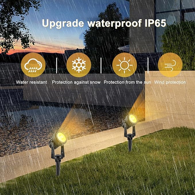 Outdoor Solar Spot Light IP65 Waterproof Solar Spot Lights 270° Adjustable Bright Landscape Light Auto On/Off Solar Lights Landscape Lighting for Garden TreeYardPathway A Warm Light