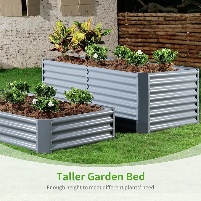 Land Guard 8×4×2ft Galvanized Raised Garden Bed Planter Boxes Outdoor Raised Garden Beds Outdoor for Vegetables Flowers Herbs 479 Gallons Modern Gray… B0CWTYXT24