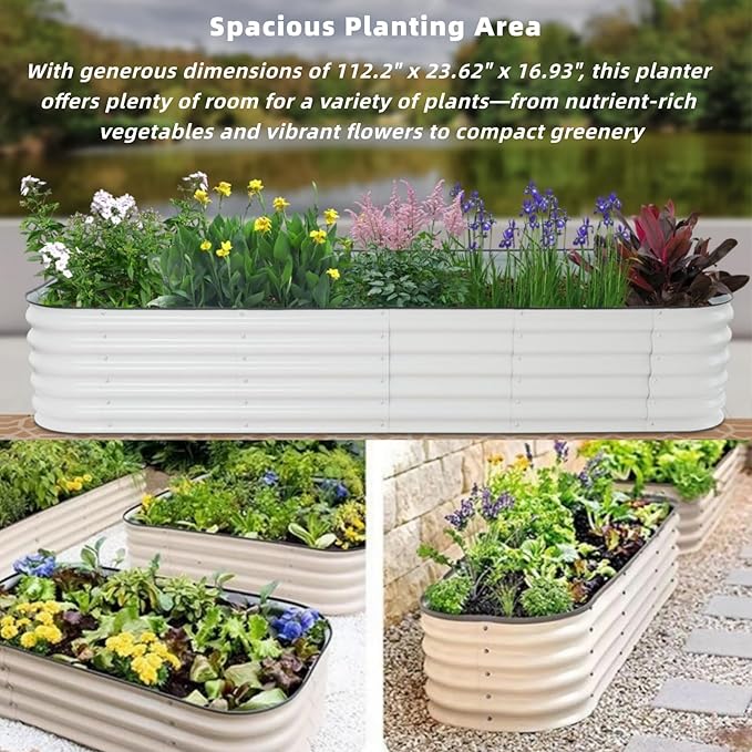 Raised Garden Bed Kit 9x2x1.5ft Raised Beds 16.9 Tall Metal Planter Box Outdoor Patio Ground Planter for Gardening Vegetables Flowers