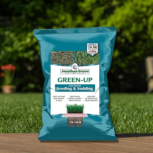 Jonathan Green (11543) Green-Up Lawn Food for Seeding &amp Sodding - 12-18-8 Grass Fertilizer (15000 Sq. Ft.)