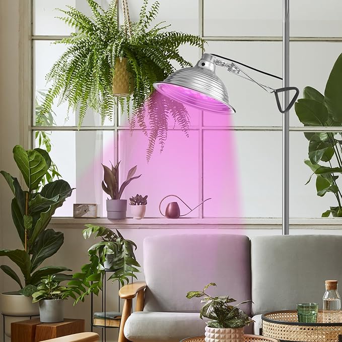 LED Grow Light - All-New 144 LED Chips Full Spectrum Sunlight Light for Indoor Plants Hydroponics Veg Flower &amp BloomClamp Growing Lights with Timer 6/10/12 Hrs 4-Level Dimmable1 Pack
