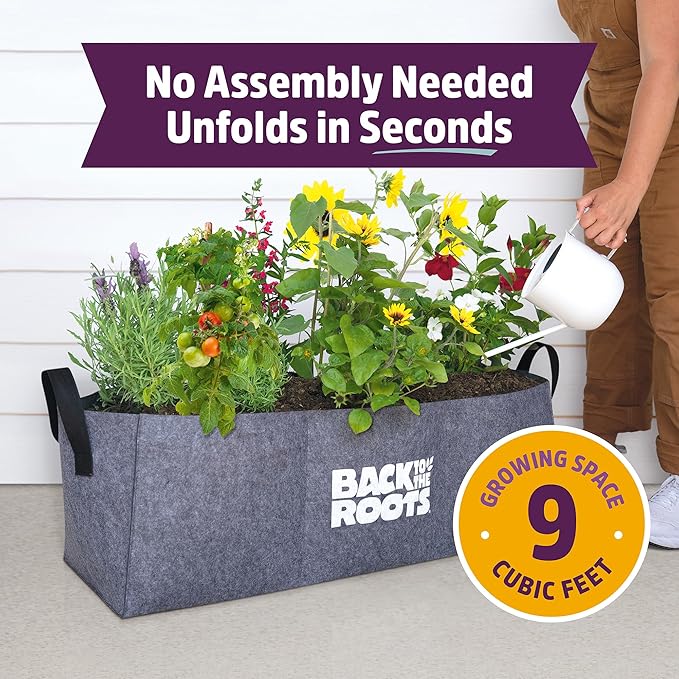 Back to The Roots Breathable Raised Bed (Provides More Oxygen to Roots) 9 Cu. Ft. No Assembly Needed Reusable &amp Weatherproof