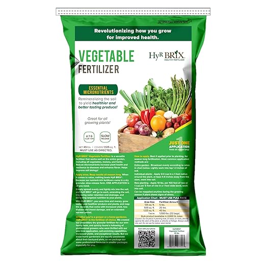 HyR BRIX Slow-Release 4-7-9 Vegetable Fertilizer 45lb Bag - Garden Fertilizer with Calcium &amp Sulfur - Essential Micronutrients for Healthier Produce - Made for Variety of Crops