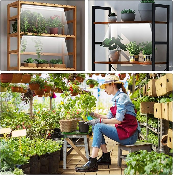 16'' 6 Bars Grow Light Strips for Indoor Plants with Auto ON/Off Timer 6/12/18H 5 Dimmable Levels for Shelves Plant Growing(Pack 1)
