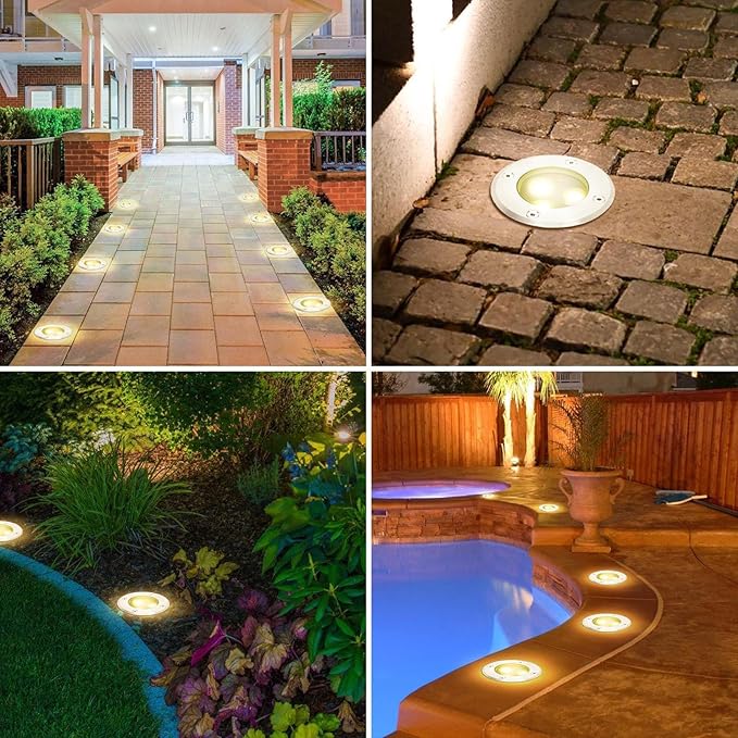 4PCS In-Ground Spotlight - LED Outdoor Spotlights IP67 Waterproof Recessed Outdoor Spotlight Recessed LED Ground Spotlight For Garden Pool Plants And Outdoor Lighting(Warm White3W(24v))