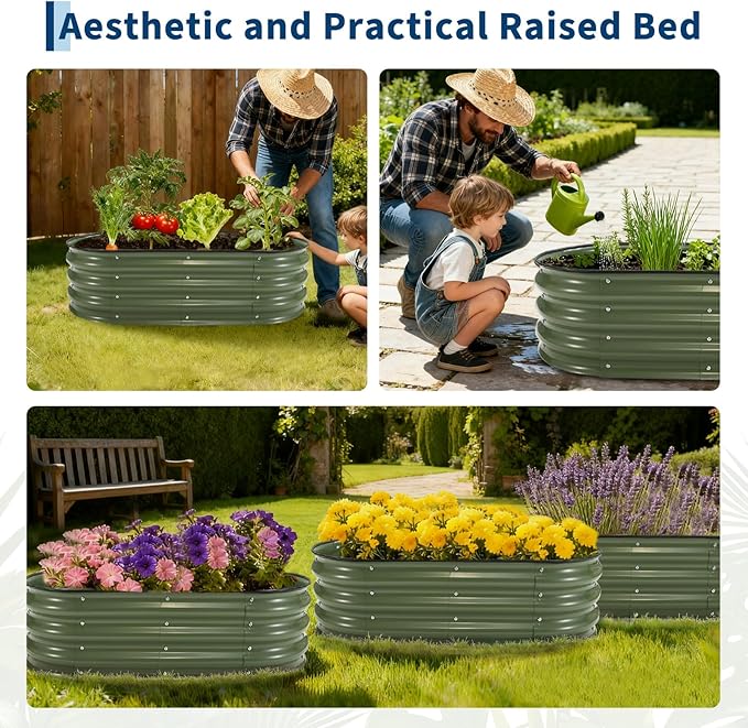 6X3x2Ft (2 Pack) Galvanized Raised Garden Bed-Open Base Metal Planter Box for Outdoor Vegetables Flowers &amp Herbs Steel Garden Raised Bed Kits