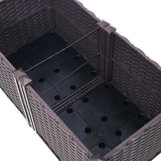 Deep Raised Garden Bed Plastic Planter Boxes for Vegetables Flowers Herbs and SucculentsSelf Watering Planter Box Raised Bed to Grow Flowers Herbs Vegetables 31.5 L X 15.7 D X 14.7 H