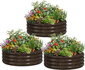 DoCred 3 Pack 3x3x1Ft Round Galvanized Raised Garden Bed Metal Garden Bed Outdoor Kit for Gardening Above Ground Planter Box for Plants Vegetables Herbs Flowers Wood Grain