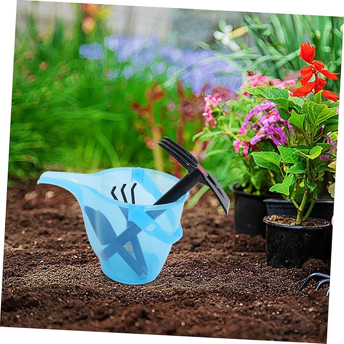 Garden Tool Set with Bucket Plastic Shovel and Soil Fork Lightweight Ergonomic Gardening for Beach Home Garden and Weeding Activities