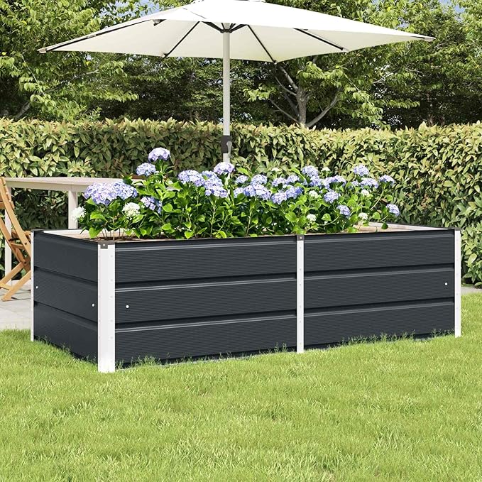 Steel Raised Garden Bed for Gardening Metal Planter Box for Vegetables Fruits Flowers 62.99 x 31.50 x 17.72 in Anthracite-642