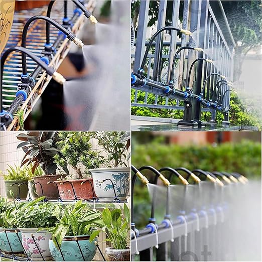 Drip Irrigation System KitReplaceable 360-Degree Bent Dropper with New Fast ConnectorAtomized Copper Nozzle Watering System for Garden PlantsLawn Garden Watering System