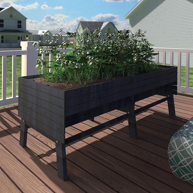 MUPATER 6x3x2FT Cedar Raised Garden Bed for OutdoorRaised Garden Bed with Wheels and Legs 837lbs Large Elevated Garden Planter Box with Liner Design for Herbs Grey