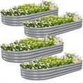 4 Pack 8x4x1FT Galvanized Raised Garden Bed Large Metal Planter Box Kit Elevated Raised Garden Planters for Outdoor Plants Gray