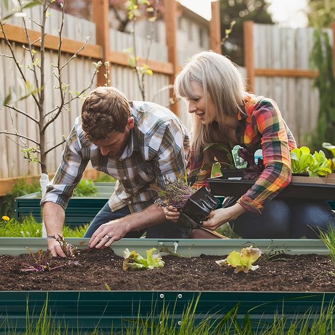 Devoko Galvanized Raised Garden Beds Large Metal Planter Raised Beds with Middle Support Bar for Flower Vegetables Herb 8×4×1 FT
