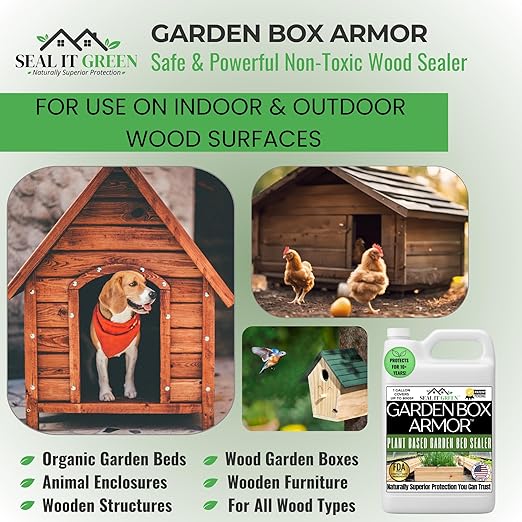 Seal It Green Cedar Garden Box Sealer-Plant Based Non-Toxic and Non-Leaching Garden Bed Wood Sealer. Helps Protect Cedar &amp All Wood Types Used for Raised Bed Gardens. Zero Toxic Chemicals (