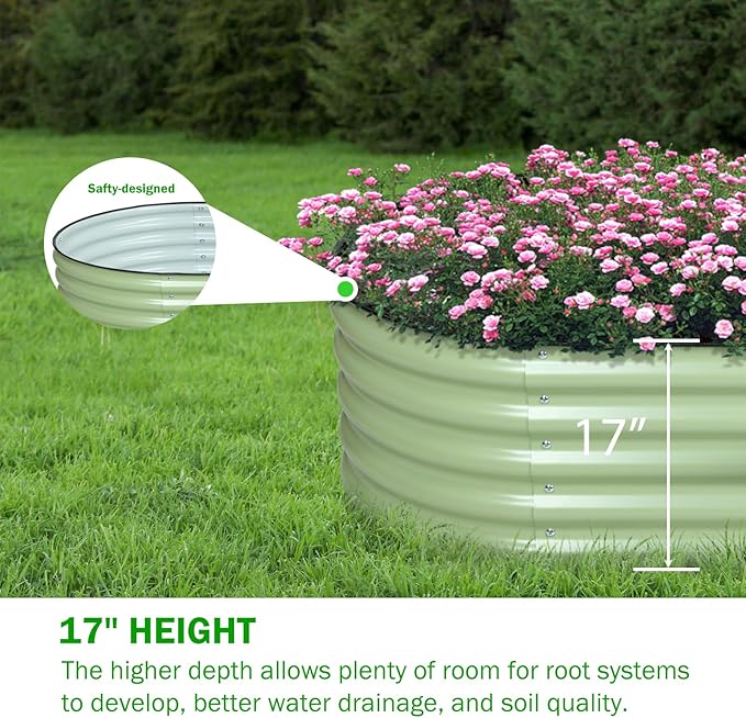 BPS 4-in-1 Metal Raised Garden Bed 5x2 FT Galvanized Planter Raised Beds for Vegetables Flowers 17 Extra Tall