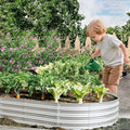 8x4x1ft Heavy Duty Metal Raised Garde Bed Kit Oval Large Metal Planter Boxes for Vegetables/Herbs/Flowers Galvanized Planter Raised Garden Beds for Outdoor with Reinforced Edges (1Pcs 8x4x1ft)