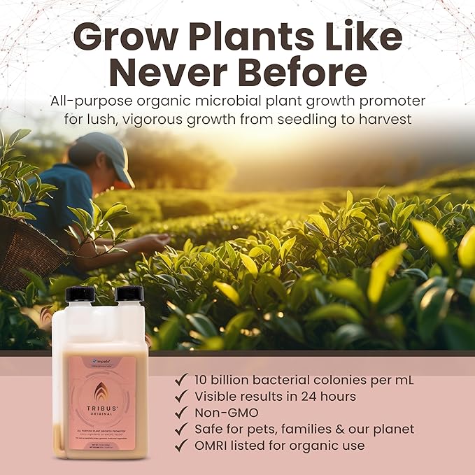 Tribus Organic Microbial Inoculant | Root Booster for Plants Increases Plant Yield Root Growth Flower &amp Fruit Quality | Visible Root Growth in 24Hrs | Pet &amp Planet-Safe | Made in The USA |