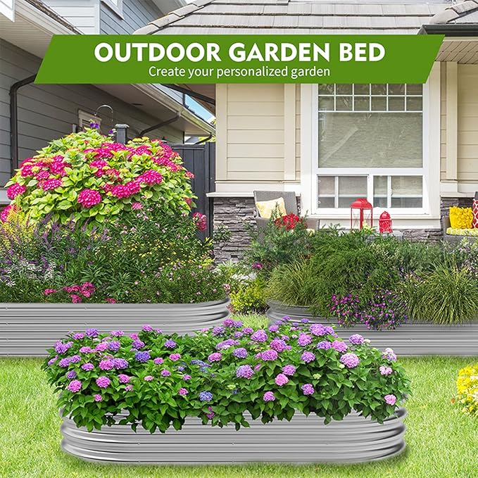 GADI Galvanized Raised Garden Bed Outdoor Raised Beds Planter for Outdoor Plants Large Metal Raised Garden Bed Kit (4FT)