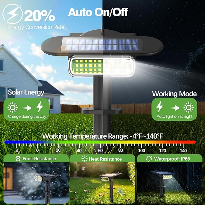 4 Pack Solar Spot Lights Outdoor Waterproof IP68 Auto On/Off Bright Solar Powered Spotlights with Wall Mount &amp Ground 2 IN 1 Adjustable Solar Landscape Lights for Outside Yard Garden Pathway