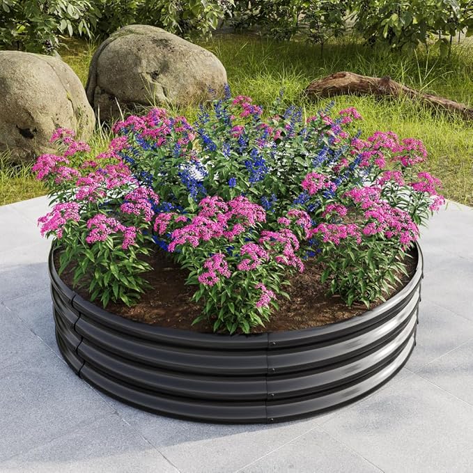 Heavy-Duty Galvanized Steel Raised Garden Bed for Vegetables Flowers Herbs and Fruits – Rust-Resistant Outdoor Planter Box (2PCS Black with 47.24x11.4 inches)