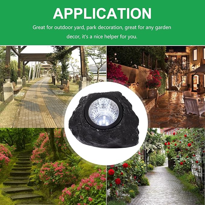 2pcs Solar Energy Lawn Lamp Waterproof LED Flood Light Rock Spotlight Outdoor Garden Landscape Lighting