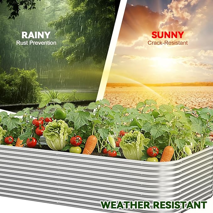 3 Pack Tall 4x2x1.5FT Raised Beds for Gardening Corrugated Galvanized Steel Raised Garden Bed Outdoor Metal Above Ground Garden Bed for Vegetables and Flowers