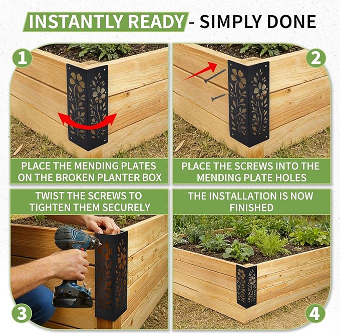8-Pack Corner Brackets for Wood Heavy-Duty Metal Corner Brackets for Raised Garden Bed 11 x 3 x 3 Thickened Garden Bed Corner Brackets Rust Resistant Raised Garden Bed Corners with Screws