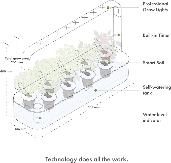 Click &amp Grow Indoor Herb Garden Kit with Grow Light | Easier Than Hydroponics Growing System | Smart Garden for Home Kitchen Windowsill | Vegetable &amp Herb Garden Starter Kit with 9 Plant pods