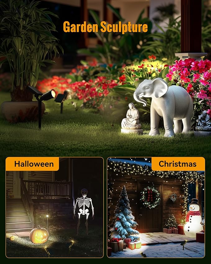 Solar SpotLights Outdoor 2 Pack Solar Spot Lights Outdoor Waterproof IP65 with 3 Lighting Modes for Garden Landscape Pathway Pool Area Tree Decor