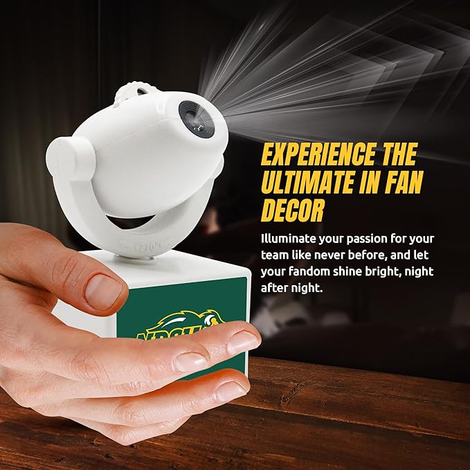 Sporticulture NCAA American Football NDSU - Adjustable Led Mini Spotlight Projector with 6 Team Logo Designs - Portable &amp Rechargeable Spotlight - Battery-Operated - 4.375” x 3.125”