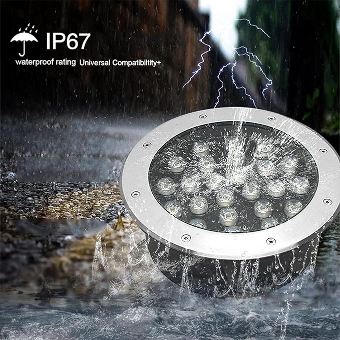 Ground Landscape Lights - LED Outdoor Spotlight Floodlight IP67 Waterproof Recessed Lamp Lighting for Garden Yard ConstructionWarm White-15W()