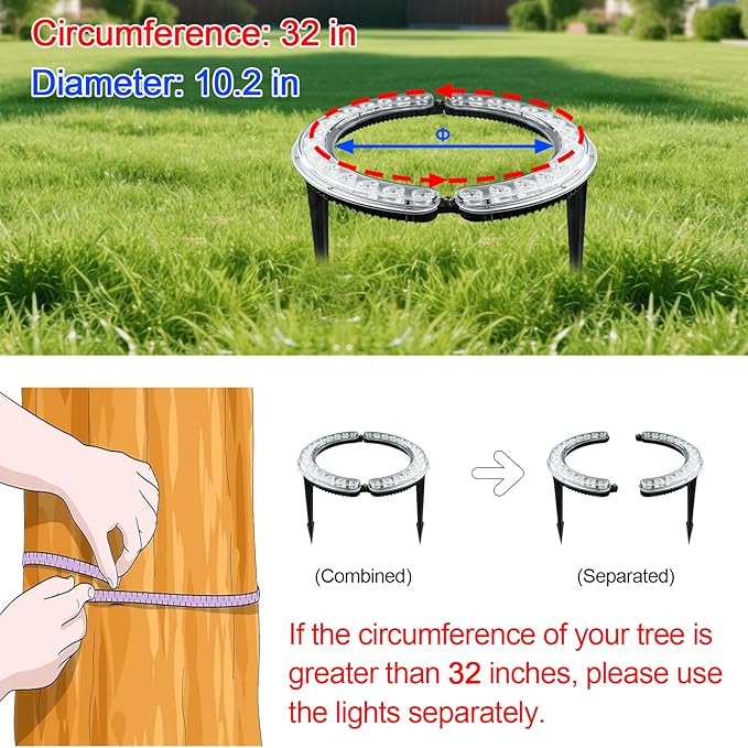 Solar Palm Tree Lights Outdoor 12000 mAh &amp 32 LEDs Outdoor Yard Lighting 6000K Uplight Landscape Spotlights Solar Powered Flood Lights for Large Tree Yard Landscape Garden
