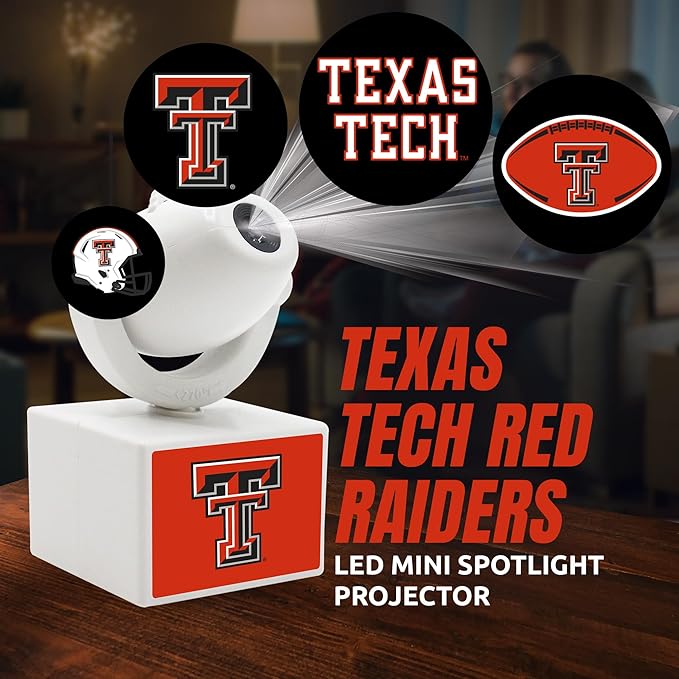 Sporticulture NCAA American Football Raiders - Adjustable Led Mini Spotlight Projector with 6 Team Logo Designs - Portable &amp Rechargeable Spotlight - Battery-Operated - 4.375” x 3.125”