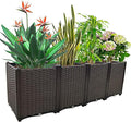 Large Planters for Outdoor Plants Raised Garden Bed Kit Rectangular Elevated Plastic Garden Boxes for Gardening Vegetables Flowers in Backyard Patio Balcony