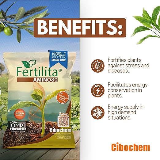 Amino ACIDS 80% More Concentrated - for Indoor and Outdoor Plants LAWNS Vegetables and Fruit Trees - Supports Robust and Vigorous GrowthBetter YIELDS - Water Soluble Won't Burn