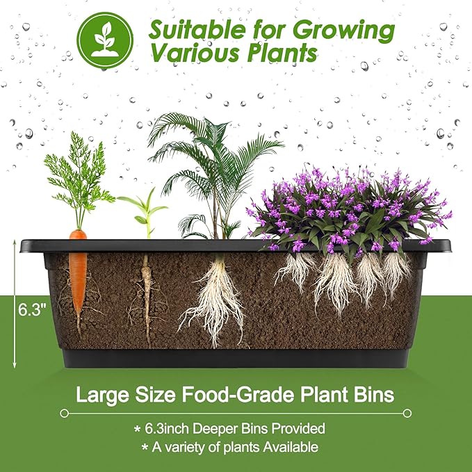 Suyncll Vertical Raised Garden Bed Planter Box 5 Tiers Vertical Garden Planter with Drainage System and 4 Hooks for Plants Vegetables Flowers (Black with Wheels)